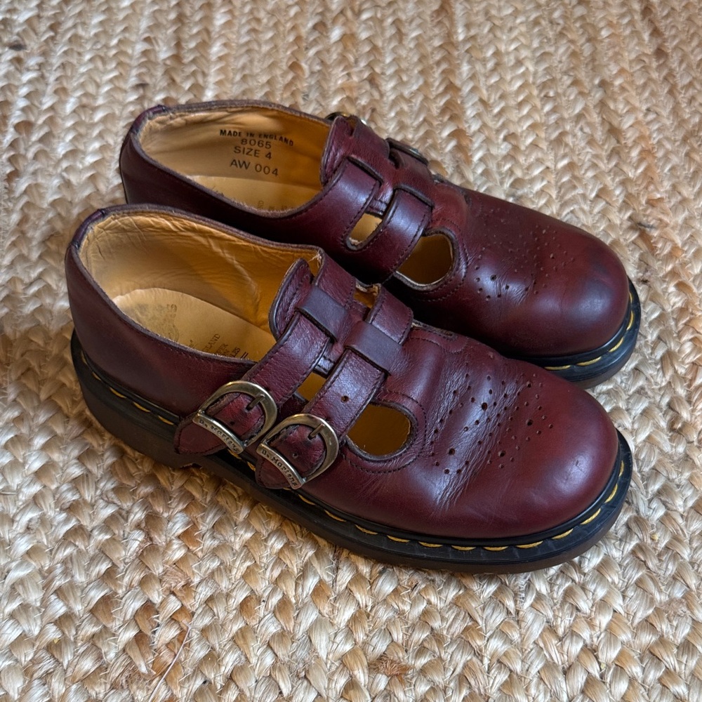 Dr. Martens US 6 UK 4 Red Bordeaux Mary Jane Vintage Made in England Shoes AW004